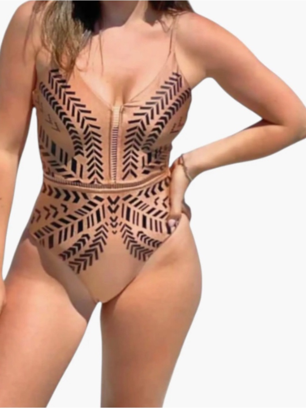 Biliblond Womens Kim Nude Black One Piece Bikini Swimsuit Size XXL NWT